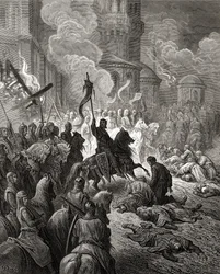 Einzug der Kreuzfahrer in Konstantinopel im Jahr 1204, Illustration aus 